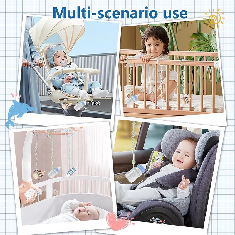 RTMOK (4Pcs) Sippy Cup Strap Keep Bottles and Sippy Cups Off The Floor, Sippy Cup Holder Strap Suitable for High Chairs, Strollers and Water Bottles- Dishwasher Safe - Image 3